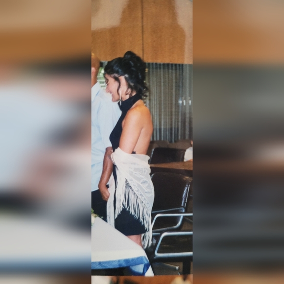 MOSCHINO DESIGNER TURTLENECK OPEN BACK SEMI SHEER DRESS - Picture 2 of 12